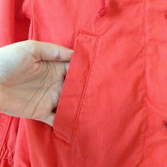 Gap Lightweight Zip & Button Front Hooded Utility Cargo Jacket Hot Coral Pink XS - Picture 8 of 16